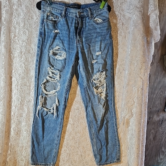 Aeropostale Denim - Aeropostale Ripped Blue Straight Leg Jeans
